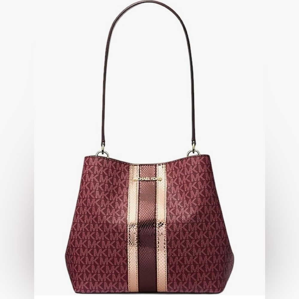 Michael Kors Oxblood Multi Pratt Shoulder Bag